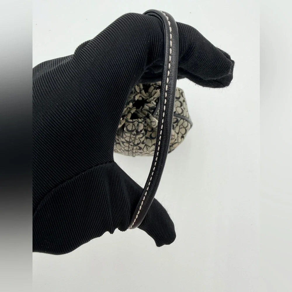 Coach Signature Mini C Drawstring Wristlet Pouch Black Jacquard Y2K